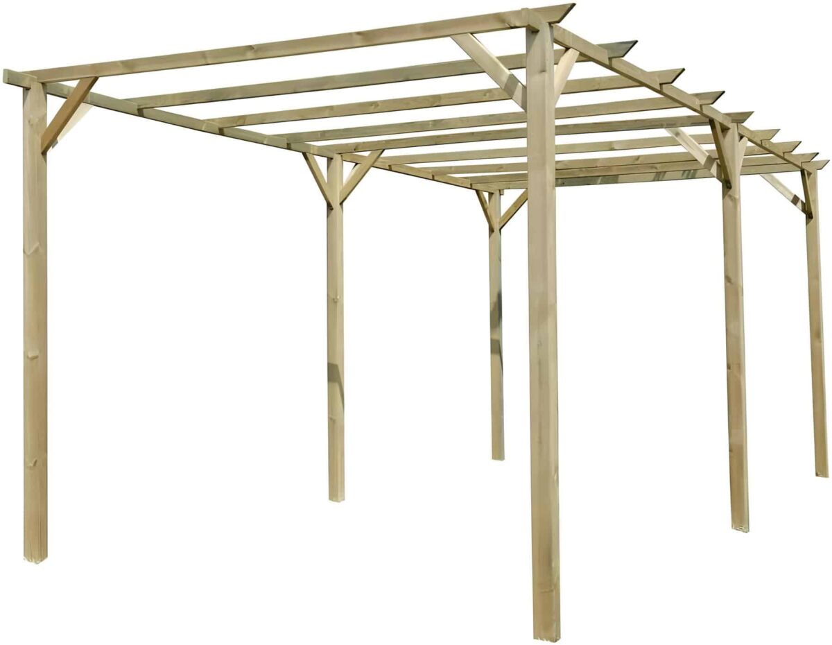 PERGOLA PERGOLATO GAZEBO IN LEGNO TETTOIA GIARDINO CON TELO COPERTURA AUTO 3x6 MT 547 - immagine 3
