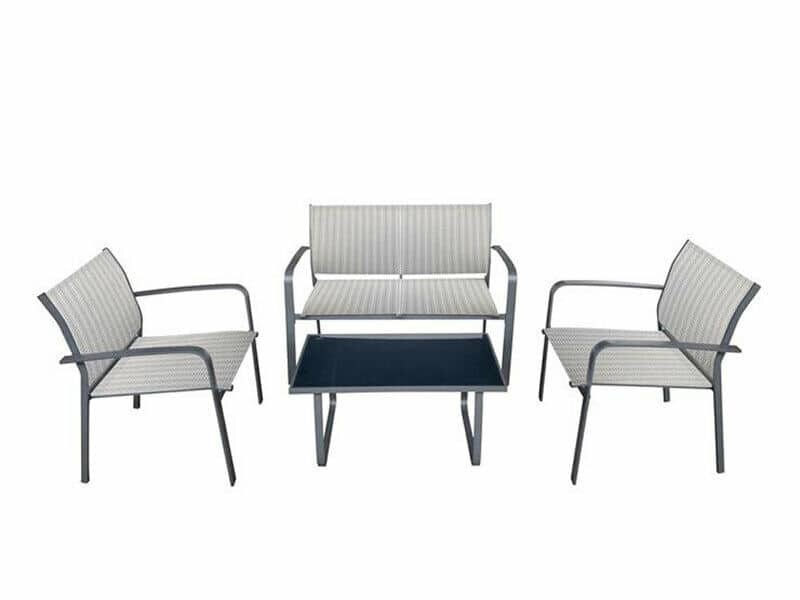 gia_nero.jpg SET 4 PZ SALOTTO SALOTTINO DA GIARDINO ESTERNO DIVANETTO POLTRONE TAVOLINO BAR 161 - immagine 1