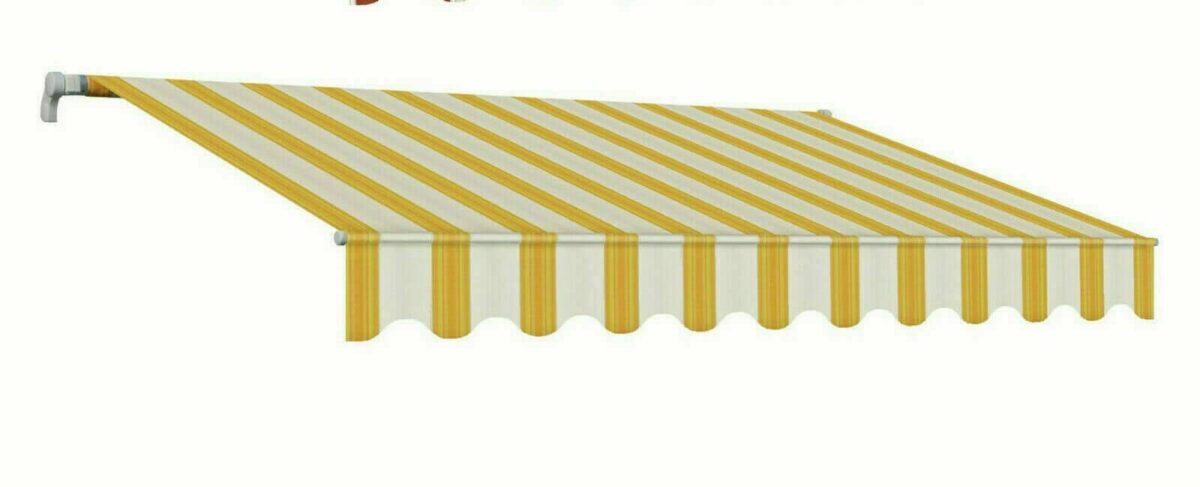 TENDA SOLE AVVOLGIBILE BALCONE BARRA QUADRA 4X3 RIGATA GIALLO OCRA BRACCI 1817 - immagine 4