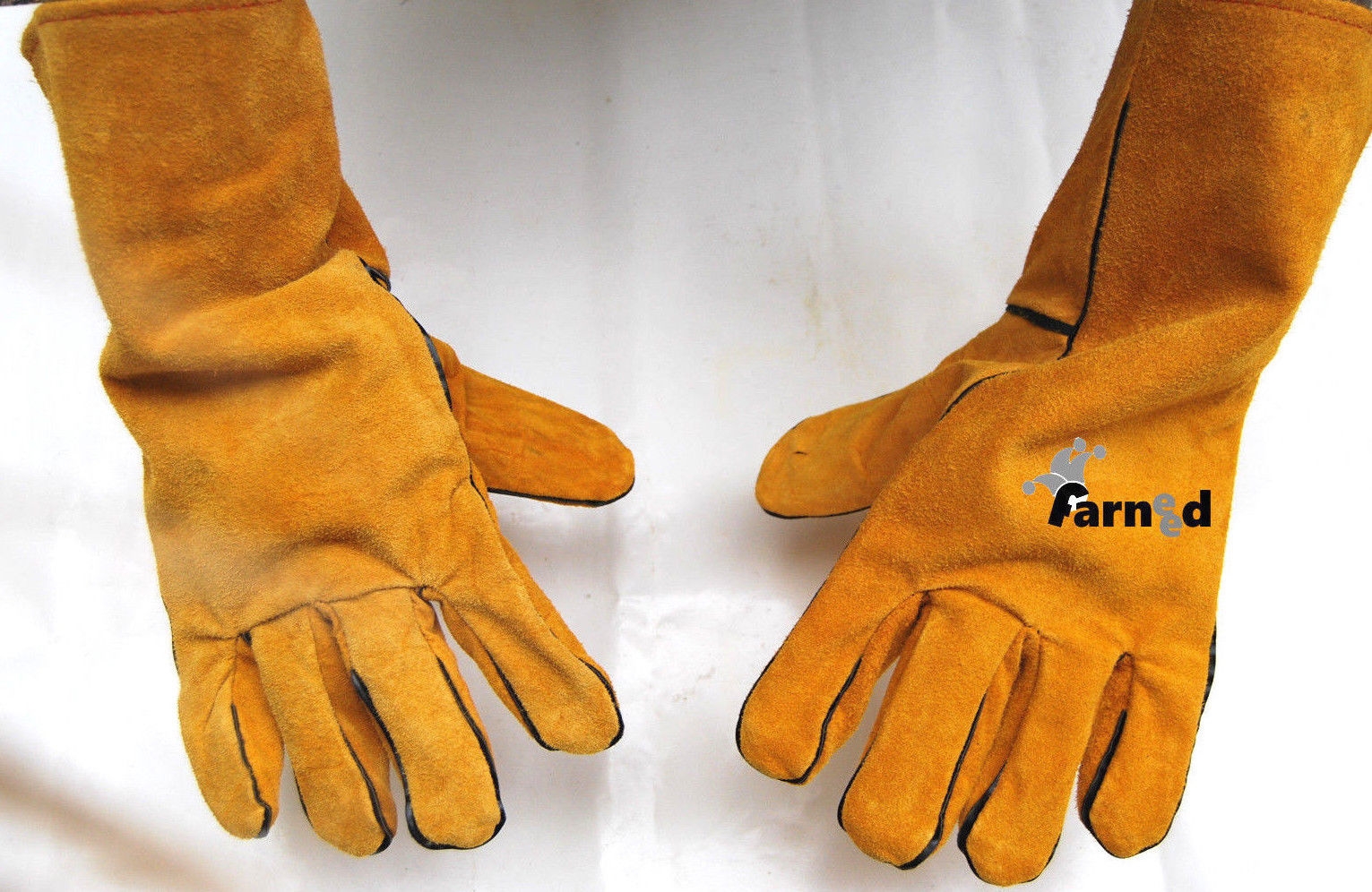 guanti.jpg GUANTI SALDATORE SALDATURA SALDARE PELLE CROSTA ANTICALORE LUNGO DX SX 805 - immagine 1