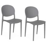 Kit 2 sedie polipropilene cucina cucina bar ristorante sedia interno esterno grigio 174ro