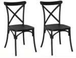 KIT 2 SEDIE POLIPROPILENE CUCINA BAR RISTORANTE SEDIA INTERNO ESTERNO CROSS NERO 436v - immagine 2