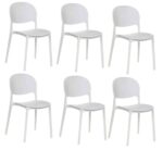Kit 6 sedie polipropilene cucina bar ristorante sedia interno esterno bianco 150ro