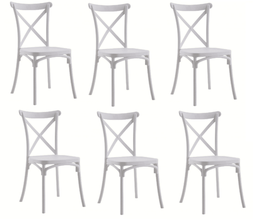kit 6 sedie bianco KIT 6 SEDIE POLIPROPILENE CUCINA BAR RISTORANTE SEDIA INTERNO ESTERNO BIANCO 412 - immagine 1
