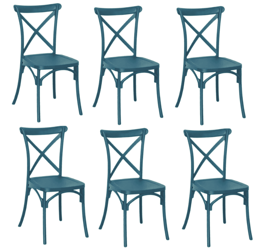 kit 6 sedie verde petrolio Kit 6 sedie polipropilene sedia cucina bar ristorante interno esterno cross verde petrolio - immagine 1