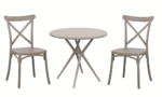 Kit tavolo tondo Ø80 cm + 2 sedie polipropilene bar ristorante interno esterno cross tortora 627v