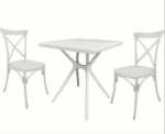 Kit tavolo quadrato cm 70x70 + 2 sedie polipropilene bar ristorante interno esterno cross bianco 641v