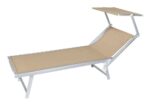 LETTINO MARE PRENDISOLE SPIAGGIA PISCINA ALLUMINIO PARASOLE REGOLABILE BEIGE SABBIA 909 - immagine 2