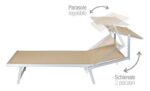 LETTINO MARE PRENDISOLE SPIAGGIA PISCINA ALLUMINIO PARASOLE REGOLABILE BEIGE SABBIA 909