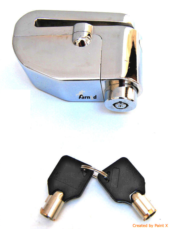 lo.png BLOCCA DISCO RUOTA RUOTE BLOCCAGGIO LUCCHETTO CON ALLARME ANTIFURTO MOTO BICI CI - immagine 1