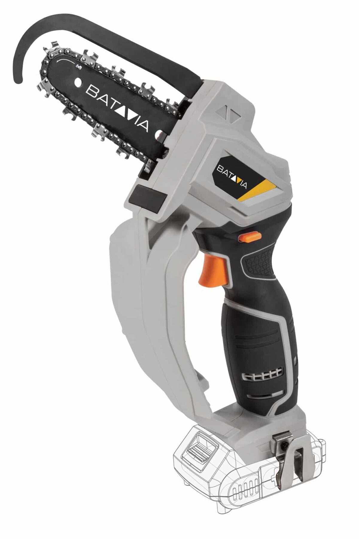 MINI MOTOSEGA ELETTROSEGA DA POTA POTATURA BARRA CATENA BATTERIA LITIO 18V 2,0 Ah - immagine 3