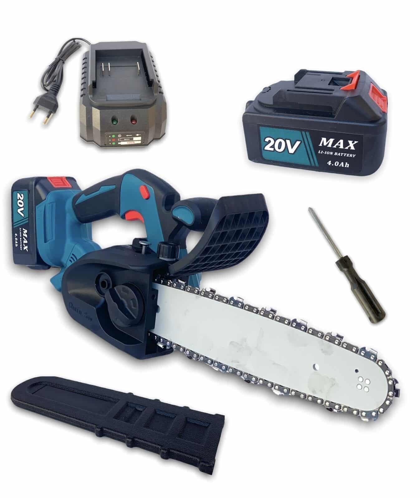 motosega MOTOSEGA BATTERIA 10'' 25 CM MINI ELETTROSEGA 2 BATTERIE 4 AH SERBATOIO OLIO 282 - immagine 1