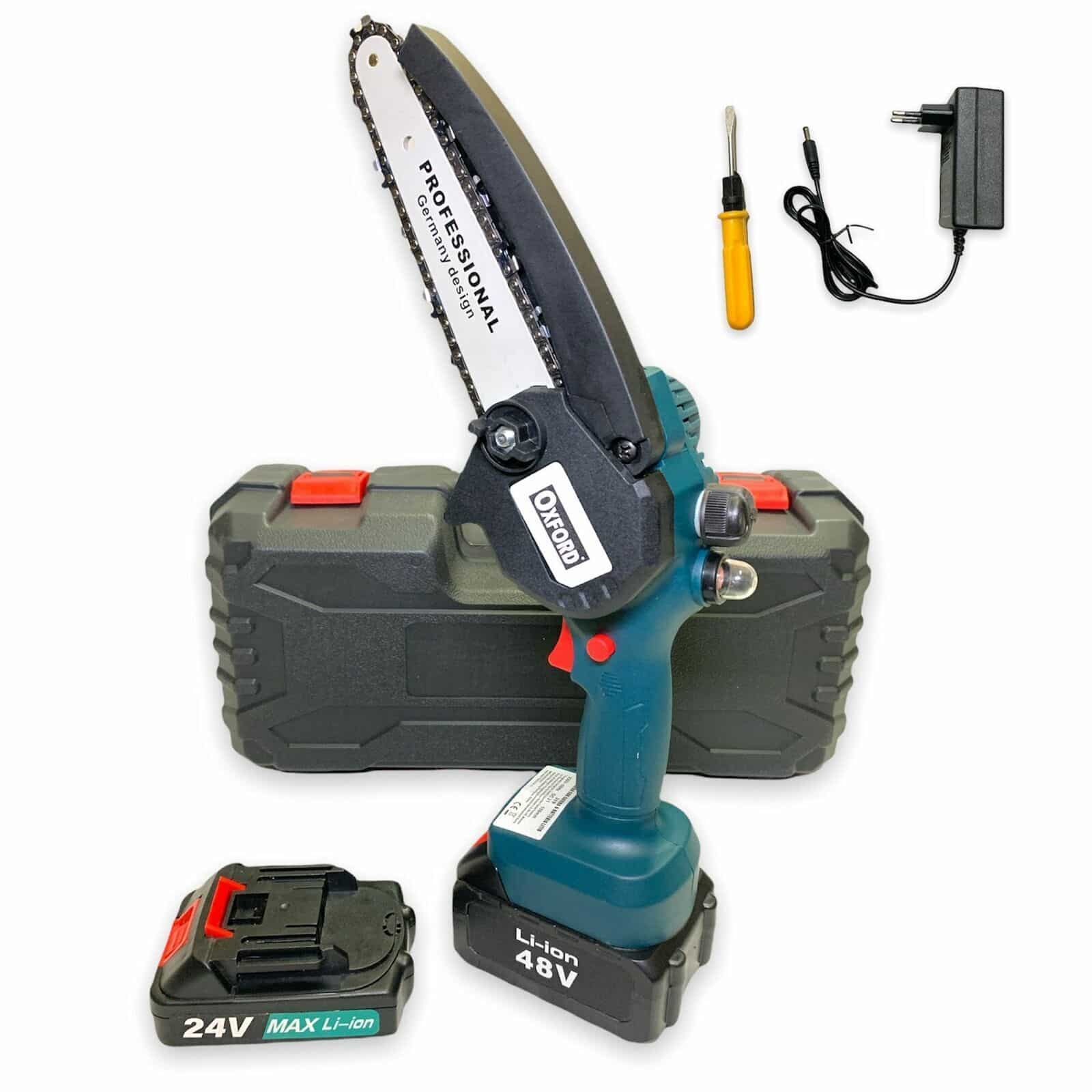 motosega MINI MOTOSEGA BATTERIA ELETTROSEGA BATTERIE TAGLIA RAMI 48/24V POTA GIARDINO OLIO 319 - immagine 1