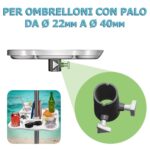 Tavolino vassoio per ombrellone con 8 scomparti porta oggetti bibite Ø22-40 mm 552ds - immagine 2