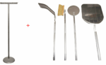 KIT SUPPORTO REGGI PALA PIZZA FORNO A LEGNA 6 POSTI PORTAPALE H150 + PALE 4 PZ