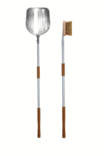 KIT SET PALA QUADRATA SPAZZOLA PICCOLA PER PIZZA PIZZE FORNO A LEGNA 2 PEZZI PZ - immagine 2