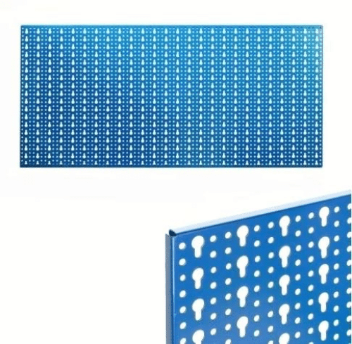 pannello blu PANNELLO FORATO PORTA ATTREZZI UTENSILI LAVORO OFFICINA MURO PARETE BLU GANCI - immagine 1