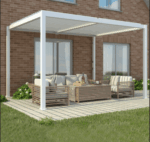 PERGOLA BIOCLIMATICA GAZEBO PERGOLATO 3x3 MT ALLUMINIO LAMELLE GIARDINO BIANCA