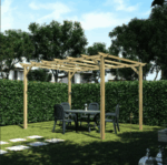 PERGOLA PERGOLATO GAZEBO 3x4 MT IN LEGNO DA GIARDINO CM 240 H STRUTTURA TETTOIA COPERTURA PALO 9x9 477r - immagine 2