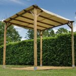 Pergola in legno pergolato da giardino 3x3 mt gazebo + telo copertura + 4 staffe - immagine 5