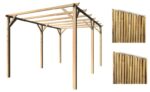 Kit pergola pergolato legno 3x5 mt copertura 2 pz arella 2,5x3 mt canna bambù 631