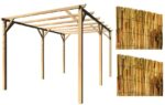 Kit pergola pergolato legno 3x6 mt copertura 2 pz arella cannette bambu 2x3 928cin