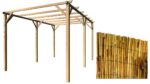 KIT PERGOLA PERGOLATO LEGNO 3X5 MT CON COPERTURA ARELLA CANNETTE BAMBU 898v