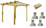 Pergola in legno pergolato da giardino 3x3 mt gazebo + telo copertura + 4 staffe