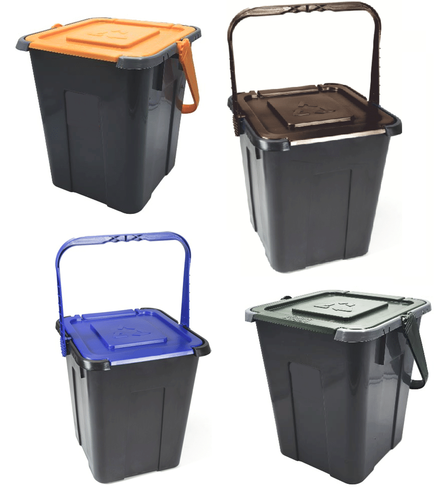 poker pattumiere Poker bidoni contenitori pattumiere plastica raccolta differenziata rifiuti 4 colori 20 lt cube 058du - immagine 1