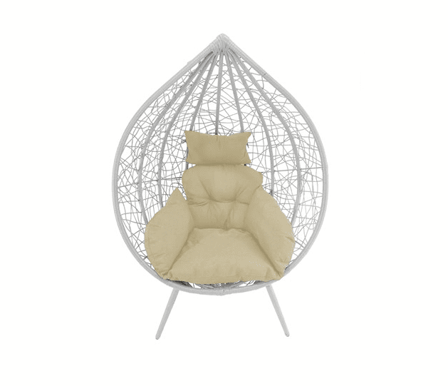 poltrona goccia bianca Poltrona a goccia sospesa giardino piedini veranda balcone bianco con cuscino 217 - immagine 1
