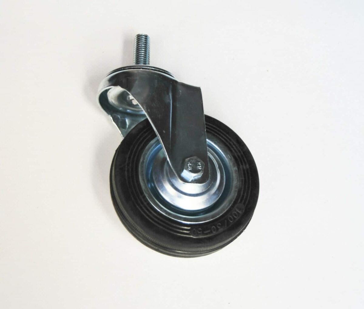 RUOTA CARRELLO GOMMA ROTANTE GIREVOLE MOBILI 4" ATTACCO PERNO FILETTATO M10X30 - immagine 2