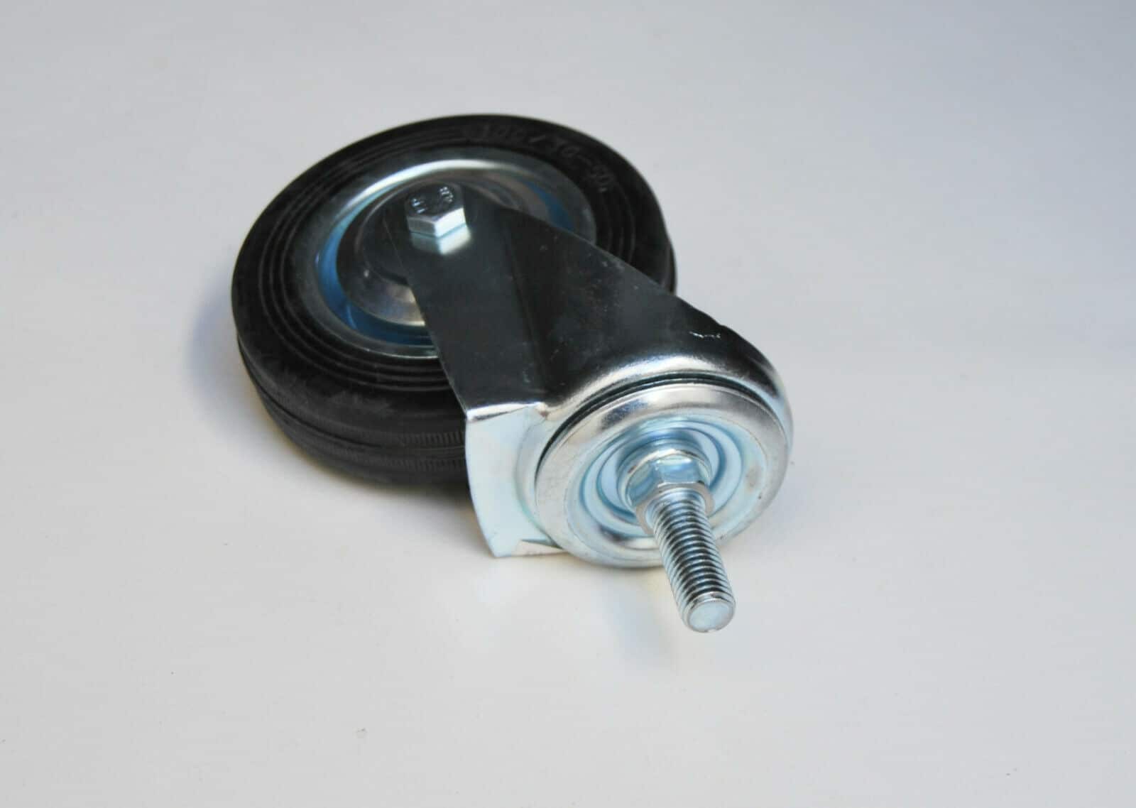 rrr55.jpg RUOTA CARRELLO GOMMA ROTANTE GIREVOLE MOBILI 4" ATTACCO PERNO FILETTATO M10X30 - immagine 1