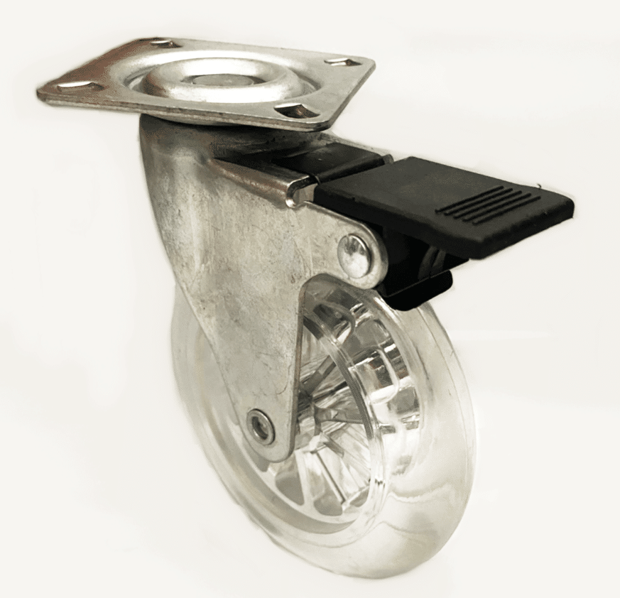 ruota carrello 1 RUOTA RUOTE ROTELLA CARRELLO GIREVOLE CARRELLI TRASPARENTE CON FRENO 4" 100 mm - immagine 1