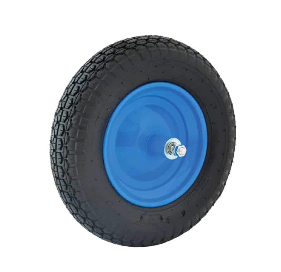 ruota carriola Ruota pneumatica per carriola 36 cm perno lungo 210mm cuscinetti tacchettata 703df - immagine 1