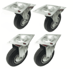 Ruote girevoli carrello 4 pz rotelle carrelli con senza freno 125mm portata 400 kg nero - immagine 4