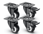 Ruote girevoli carrello 4 pz rotelle carrelli con senza freno 60mm 2,5" portata 200 kg nero 594b