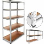 SCAFFALE 5 RIPIANI METALLO ZINCATO SIMIL LEGNO MDF 90X40X180 cm SCAFFALATURA 915 - immagine 2