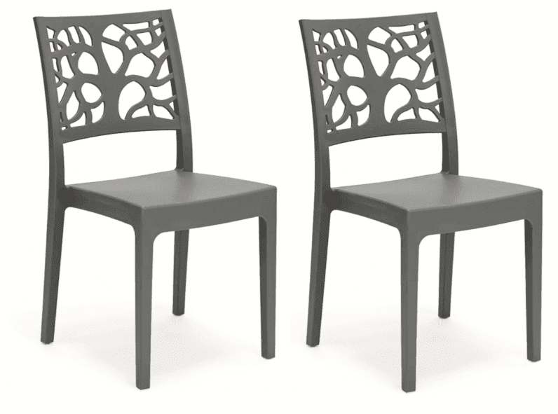 sedia antracite Kit 2 sedie interno esterno polipropilene cucina bar ristorante impilabile pranzo antracite teti - immagine 1