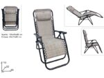 Sdraio pieghevole sedia poltrona poggiatesta campeggio mare giardino metallo beige 637ds - immagine 2