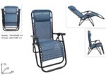 Sdraio pieghevole sedia poltrona campeggio mare giardino metallo blu 644ds - immagine 2