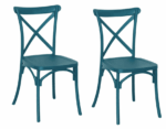 Kit 2 sedie polipropilene cucina bar ristorante sedia interno esterno cross verde petrolio