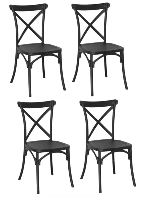 sedie 4 pz KIT 4 SEDIE POLIPROPILENE CUCINA BAR RISTORANTE SEDIA INTERNO ESTERNO CROSS NERO 436v - immagine 1