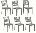 Kit 6 sedie interno esterno polipropilene cucina bar ristorante impilabile pranzo antracite teti