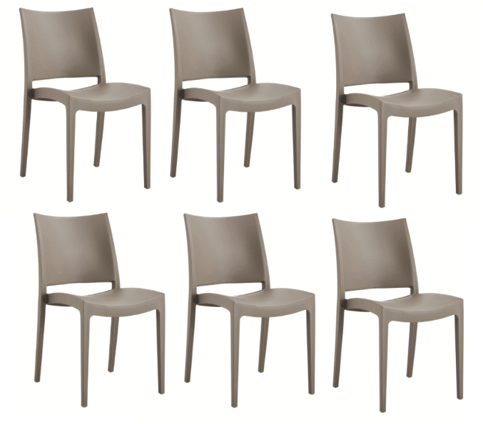 sedie 6 pz KIT 6 SEDIE POLIPROPILENE CUCINA RISTORANTE SEDIA INTERNO ESTERNO TORTORA 597FLA - immagine 1