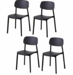 Kit 4 sedie polipropilene cucina bar ristorante sedia interno esterno sedie nero 726v