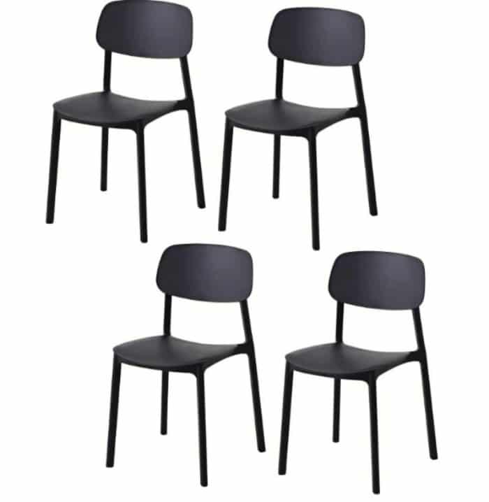 sedie nero 4 pz Kit 4 sedie polipropilene cucina bar ristorante sedia interno esterno sedie nero 726v - immagine 1