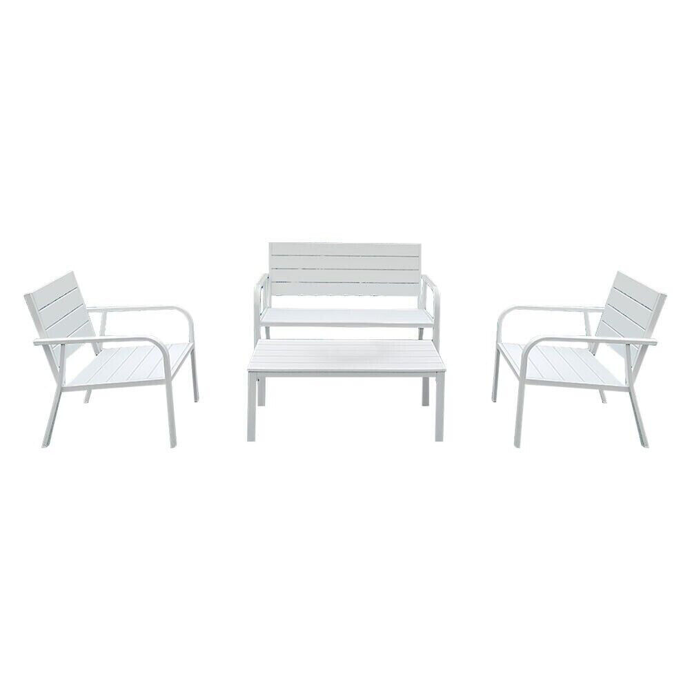 set tavolo SET TAVOLINO 2 SEDIE DIVANETTO GIARDINO SALOTTINO EFF LEGNO BIANCO ESTERNO 991LI - immagine 1