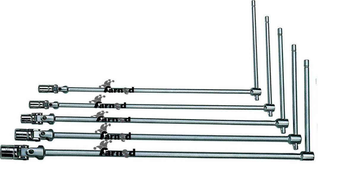 SET CHIAVI A T DOPPIO SNODO 5 PZ PEZZI LUNGHE 9 10 13 17 19 MM SNODATE - immagine 2