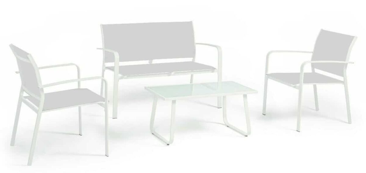 SET 4 PZ SALOTTO SALOTTINO DA GIARDINO ESTERNO DIVANO DIVANETTO POLTRONE TAVOLINO TORTORA - immagine 3