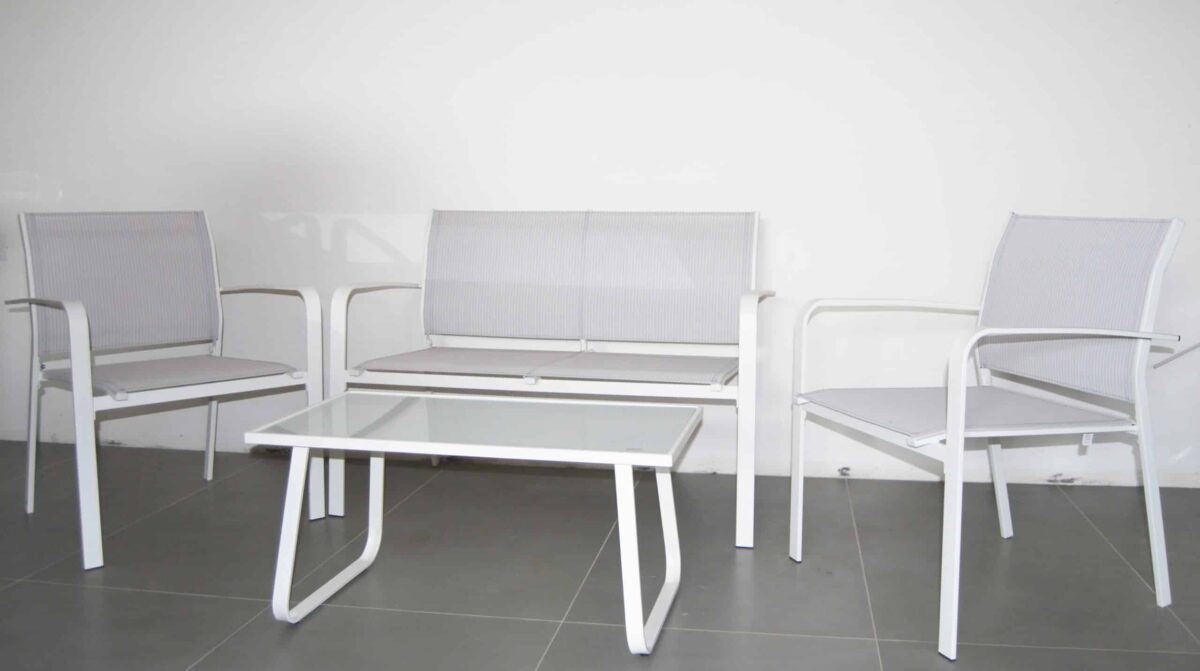 SET 4 PZ SALOTTO SALOTTINO DA GIARDINO ESTERNO DIVANO DIVANETTO POLTRONE TAVOLINO TORTORA - immagine 4